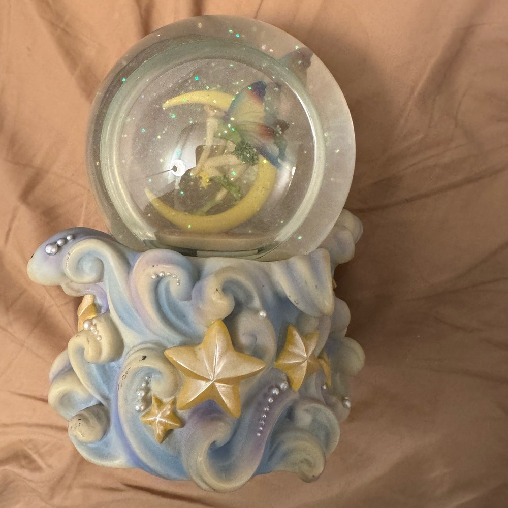 Starry Night Globe with Blue and Gold Waves